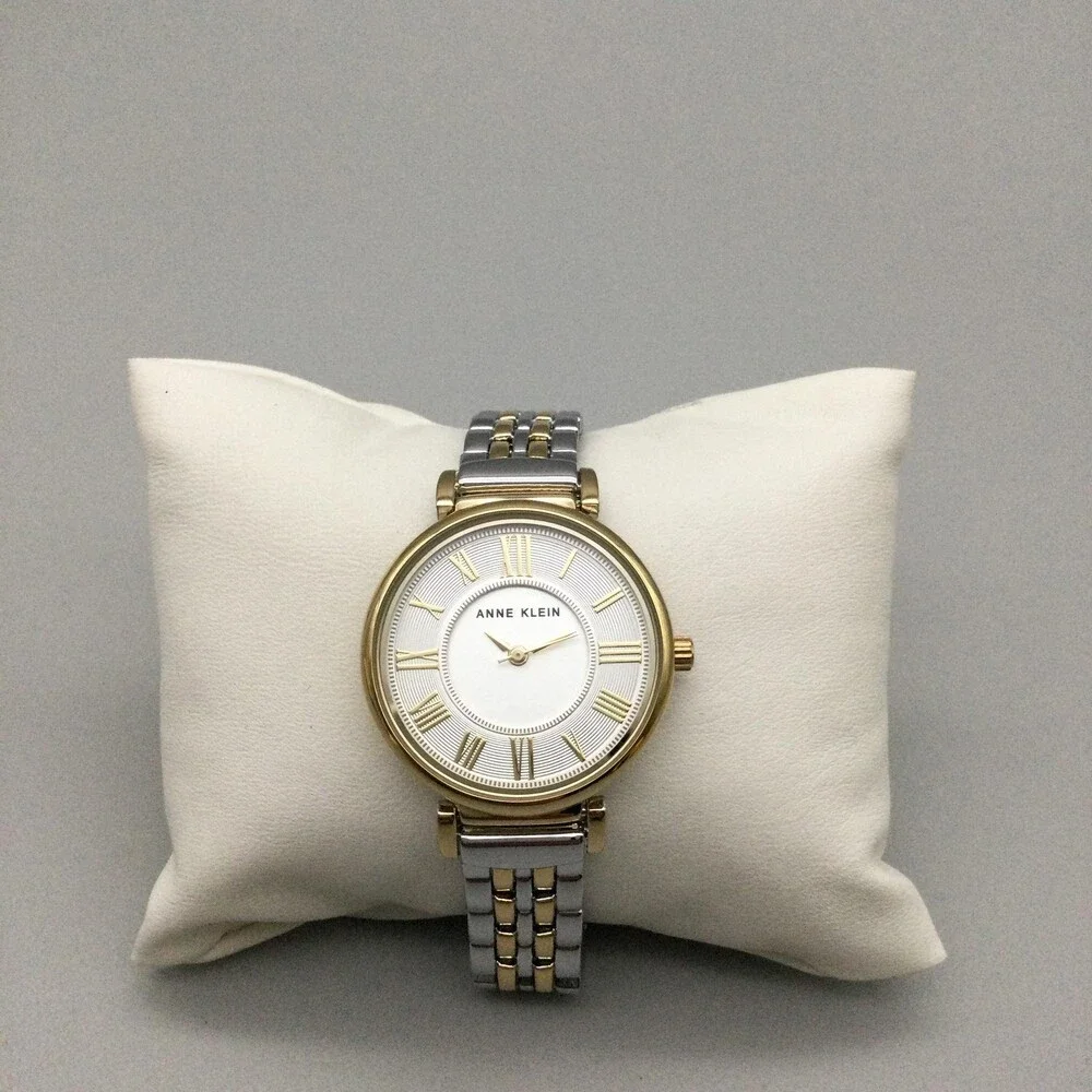 Anne Klein Womens Watch 30mm Two Tone Roman Dial Stainless Bracelet Box Papers